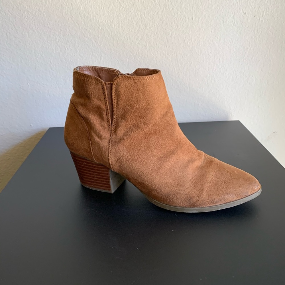 Brown suede booties